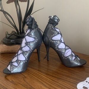 Elegant Black Lace-Up Women's Heels